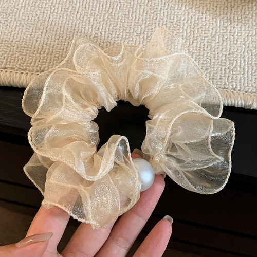 韩系绝美珍珠网纱小肠发圈