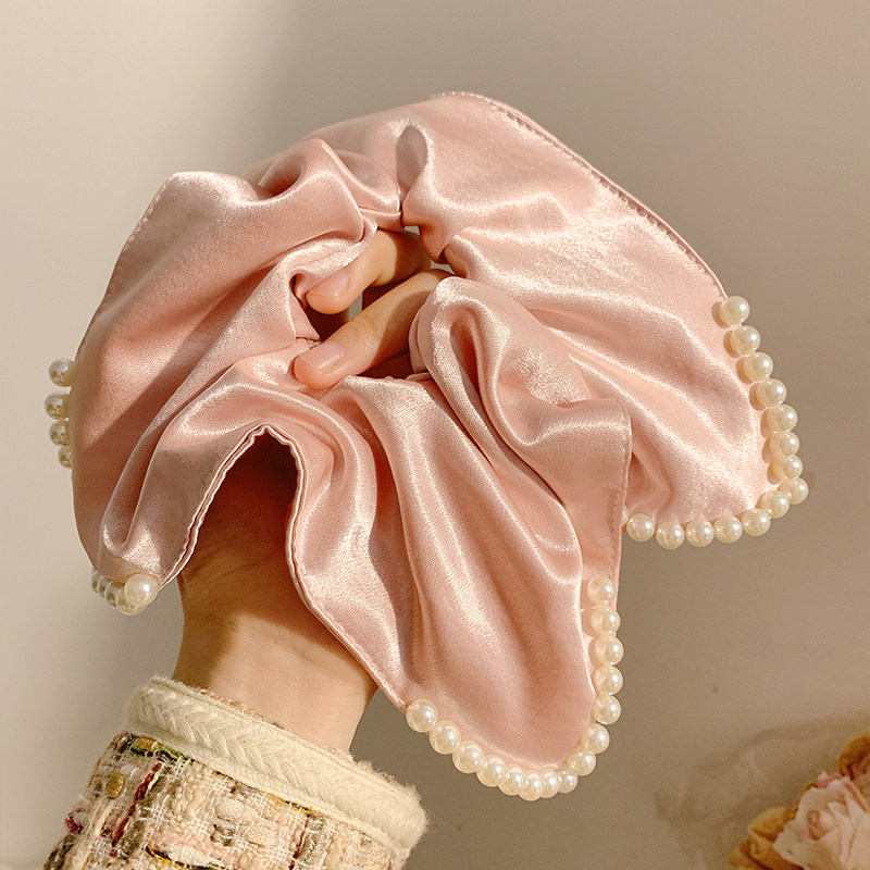 复古珍珠缎面粉色方巾大肠发圈女高级感方形扎头发头绳超大号发饰,饰品/流行首饰/时尚饰品新,发饰,淘宝优惠券,粉丝福利购,淘宝优惠卷