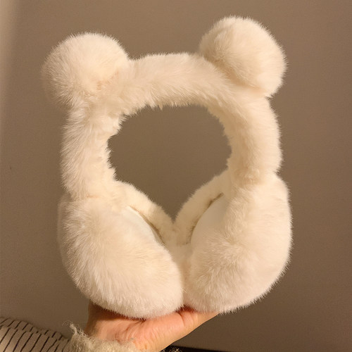 可爱小熊耳朵毛绒耳罩女冬季