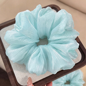 韩系氛围感薄荷绿网纱大肠发圈女慵懒风百搭头绳春夏季 发饰扎头