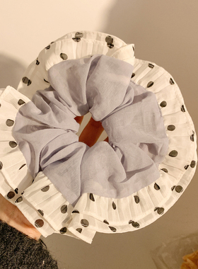 蓝色波点大肠发圈女高级感扎头发简约气质发饰慵懒风精致复古头绳