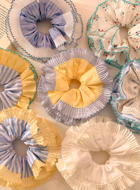 复古高级感黄色大肠发圈女韩系百搭气质重工头饰扎头发丸子头发绳