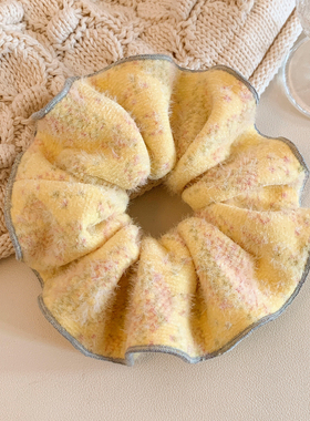 软糯奶黄色毛绒大肠发圈女可爱韩系ins风头饰发绳扎头发秋冬百搭