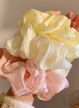 半糖芝士~高级感黄色缎面大肠发圈女百搭简约头饰小清新发绳春季
