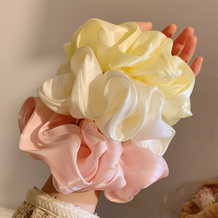 半糖芝士 高级感黄色缎面大肠发圈女百搭简约头饰小清新发绳春季