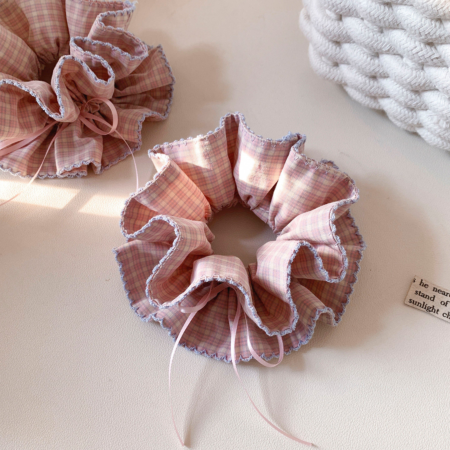 粉色格子蝴蝶结双层大肠发圈女高级感扎头发丸子头百搭头绳发饰,饰品/流行首饰/时尚饰品新,发饰,淘宝优惠券,粉丝福利购,淘宝优惠卷