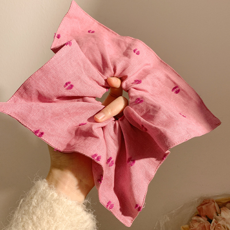 郁香桃色~韩系粉色方巾大肠发圈