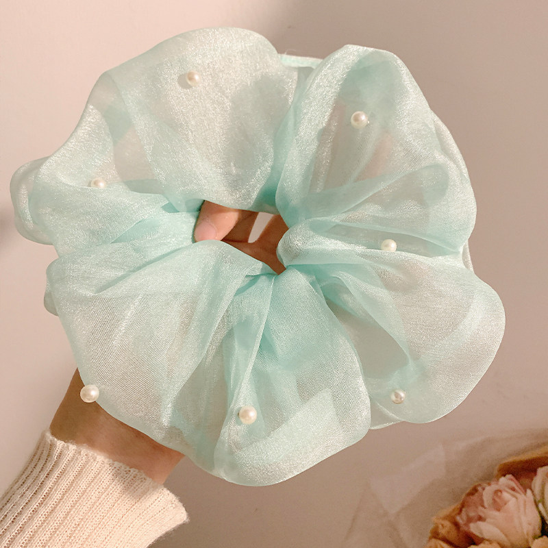 薄荷曼波~绿色网纱珍珠大肠发圈女韩系高级感头饰扎头发超大发绳,饰品/流行首饰/时尚饰品新,发饰,淘宝优惠券,粉丝福利购,淘宝优惠卷