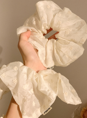 牛奶软糖~白色碎花方巾大肠发圈女高级感韩系复古大号头绳头饰夏