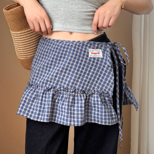 学院风复古格子屁帘女款 ins风百搭气质韩系叠穿高级感配饰慵懒风