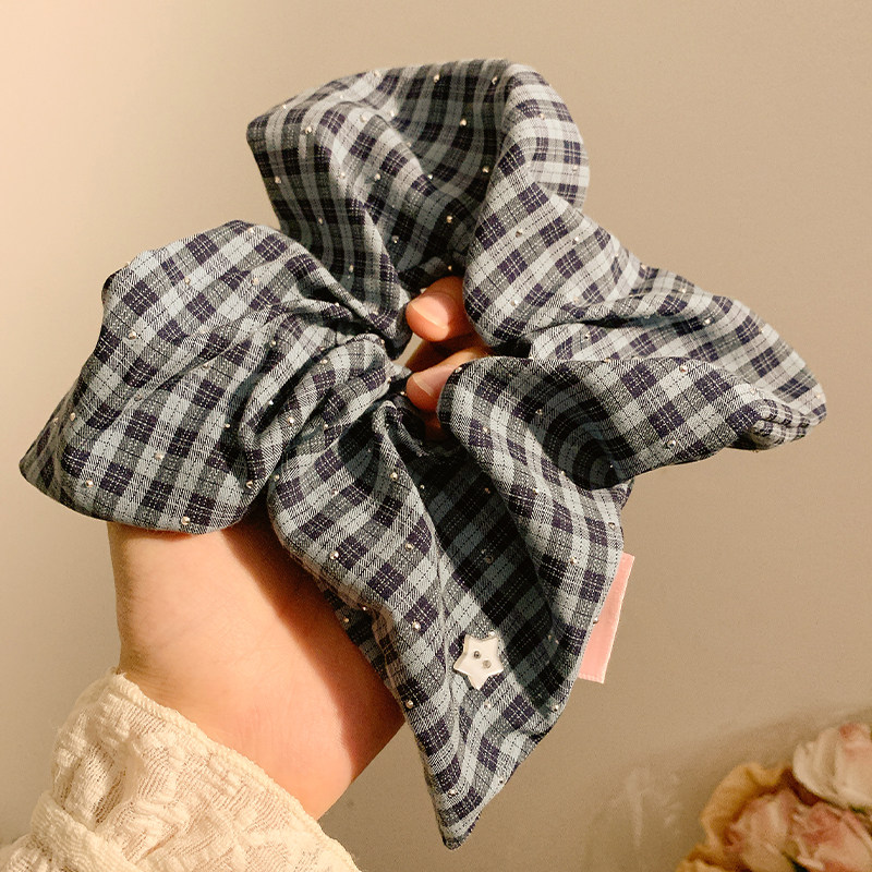 满天星~藏青色格子方巾大肠发圈女韩系高级感大号低马尾头绳发饰,饰品/流行首饰/时尚饰品新,发饰,淘宝优惠券,粉丝福利购,淘宝优惠卷