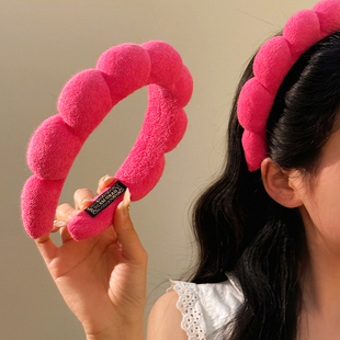 法式 高级感头饰 玫红色可爱云朵发箍女洗脸敷面膜发卡头箍2025新款