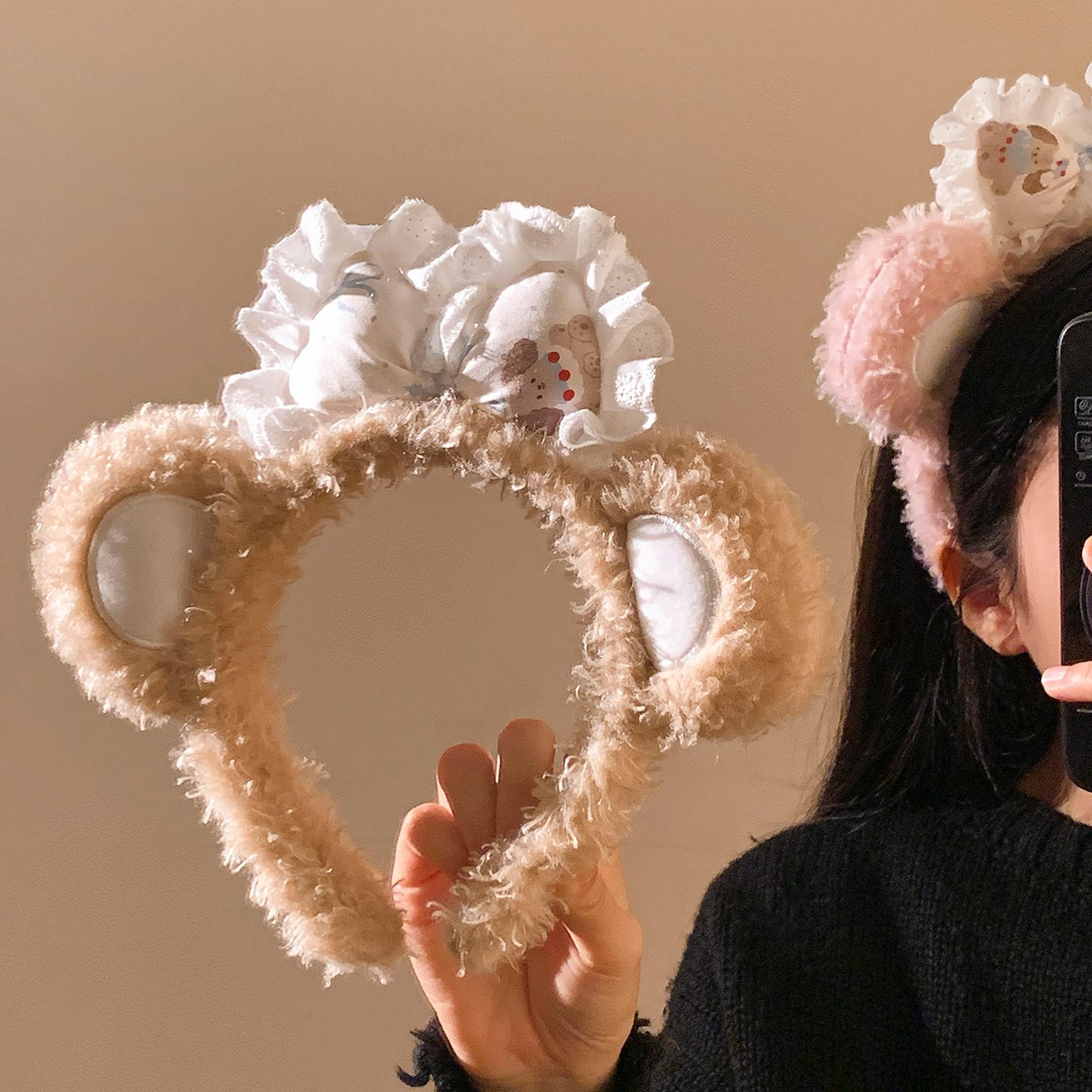 可爱蝴蝶结毛绒小熊发箍