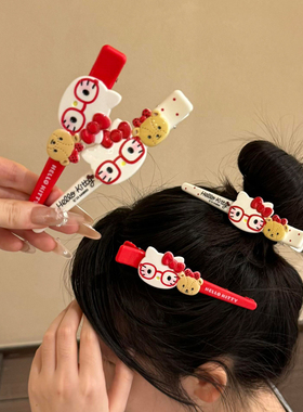 可爱Kitty猫发夹边夹侧边刘海一字夹女高级感百搭鸭嘴夹发卡头饰