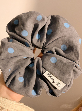 简约百搭灰色波点大肠发圈女韩系扎头发丸子头发绳头饰超大新款