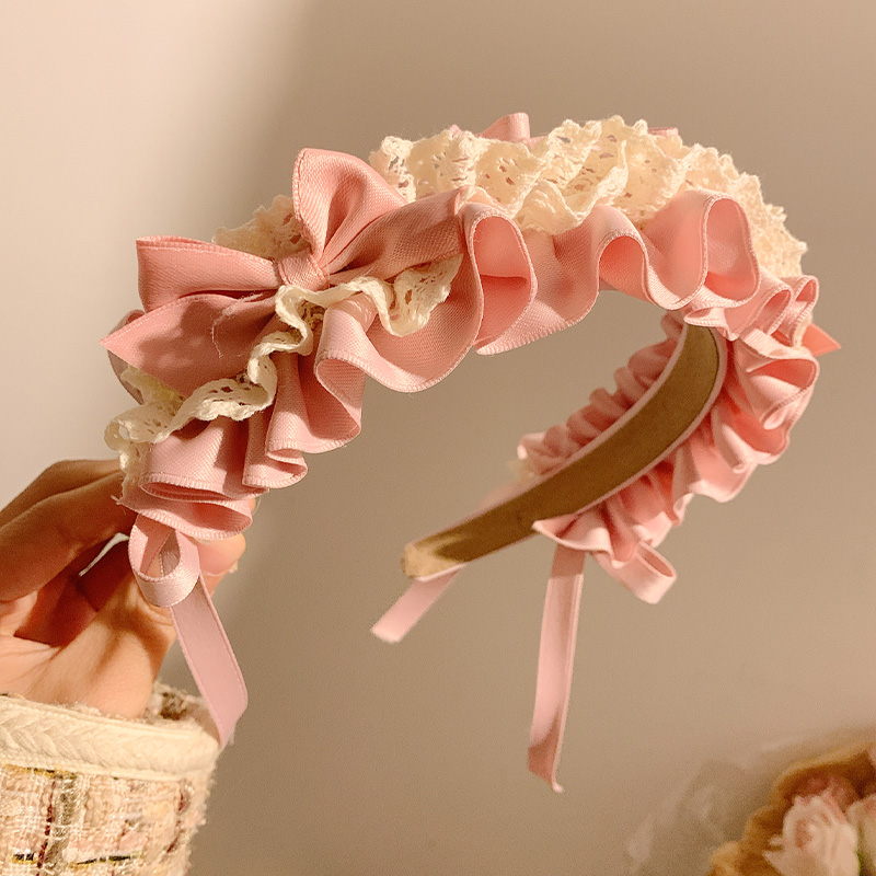 粉色蝴蝶结蕾丝lolita发箍