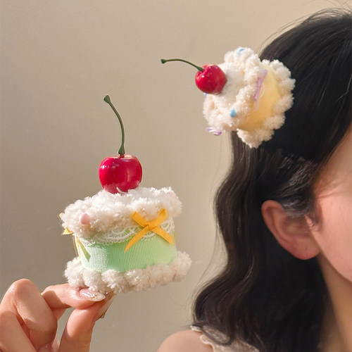甜甜纸杯蛋糕~樱桃发夹生日帽子