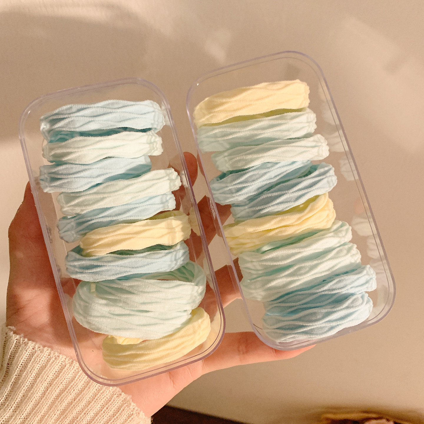 一盒装~可爱海盐蓝发圈女高级感