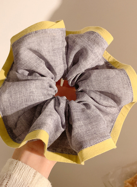 慵懒风韩系灰色布艺大肠发圈女高级感低马尾头绳扎头发百搭发饰