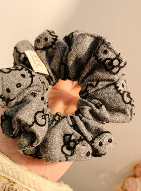 可爱百搭灰色Kitty猫大肠发圈女高级感卡通头饰扎头发丸子头发绳