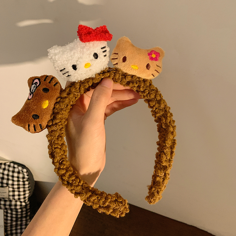 软糯小喵~可爱Kitty猫咪毛绒发箍女洗脸敷面膜专用卡通头箍发饰