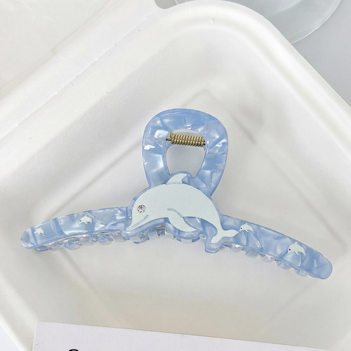 海豚抓夹女氛围感蓝色海边发夹