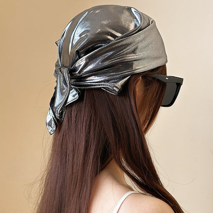 美式辣妹风银色包头三角头巾女千禧Y2K高级感大方巾街头风潮丝巾