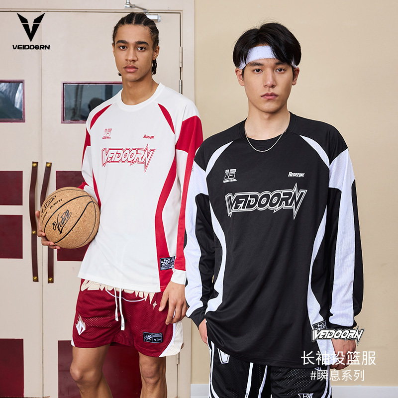 维动长袖瞬息投篮服T恤男美式篮球训练服运动跑步上衣透气网眼潮V