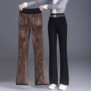 特厚羊羔绒妈妈裤子女秋冬季高腰喇叭裤保暖棉裤加绒加厚微喇女裤