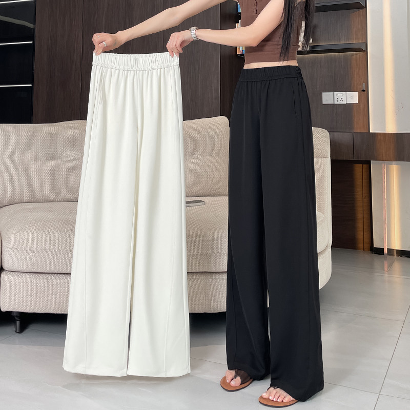 天丝亚麻阔腿裤女春夏薄款2026新款大码高腰显瘦冰丝垂感直筒裤子