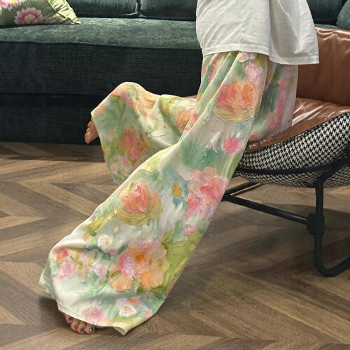 轻薄遛弯裤睡裤女长裤家居裤棉绸裤子夏人造棉裤子防蚊裤绵绸裤