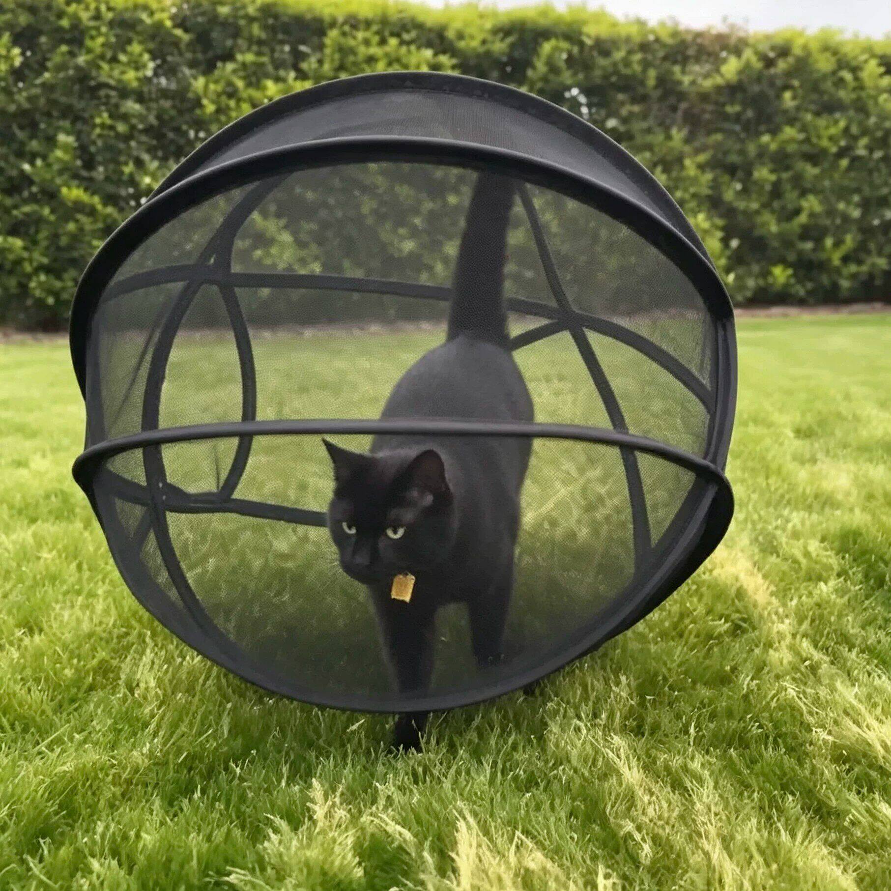 球形滚动猫帐篷溜猫网纱球圆形帐篷透气可移动可折叠猫窝家用户外