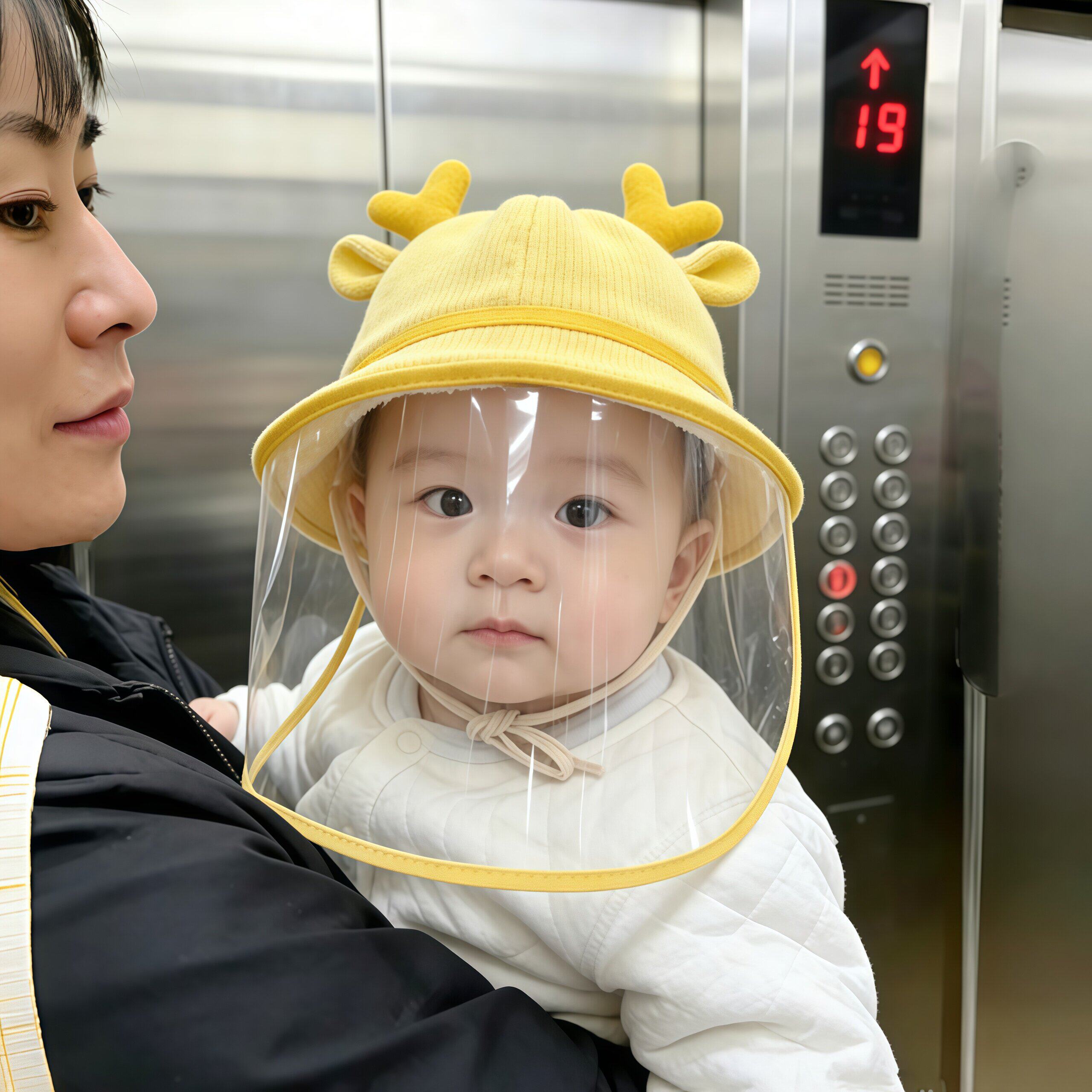 【做好防护】高透明防飞沫婴儿防护面罩帽子宝宝隔离帽挡风防风帽