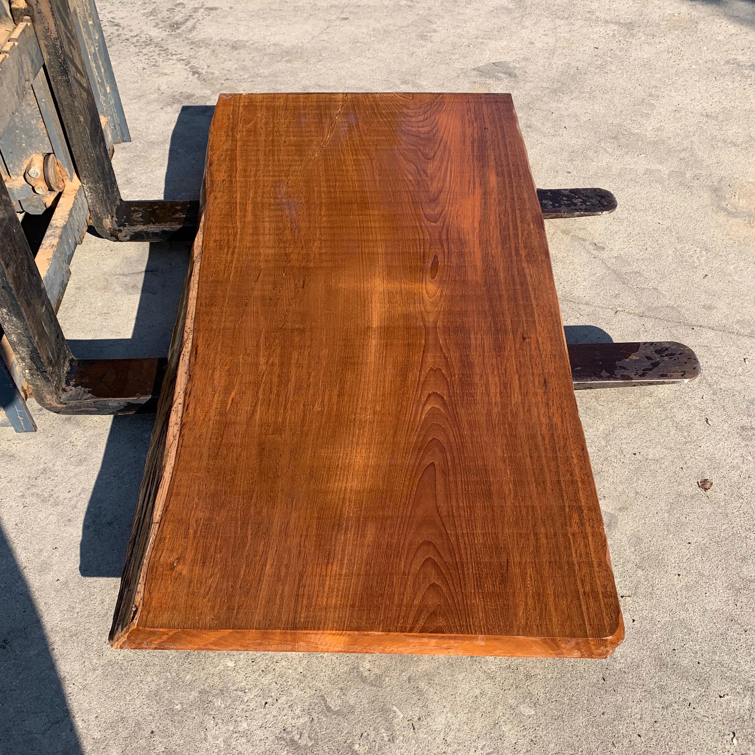 缅甸柚木实木整木大板茶几板餐桌板原木岛台餐厅装修日式中古风