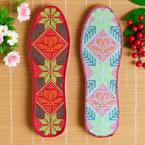 加厚加密米字绣鞋垫男女通用