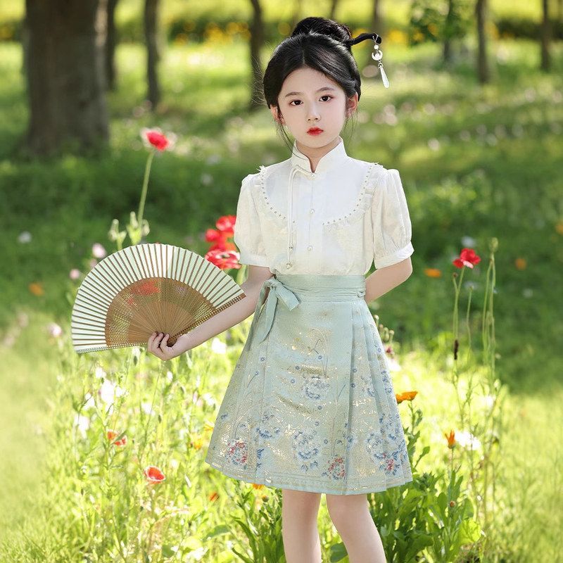 女童汉服夏季新款中国风带包汉服儿童复古民族风旗袍唐裙子两件套