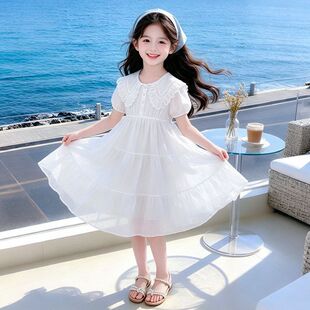 女童白色连衣裙夏装2026新款儿童公主裙小女孩高级感裙子夏季薄款