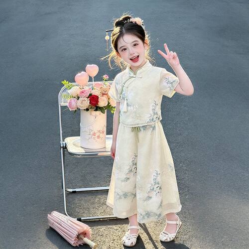 女童夏装汉服套装2026新款中国风唐装中大儿童女孩新中式古装短袖