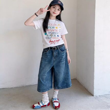 儿童牛仔裤夏装女大童韩版宽松个性老爹裤童装夏季女童潮酷哈伦裤