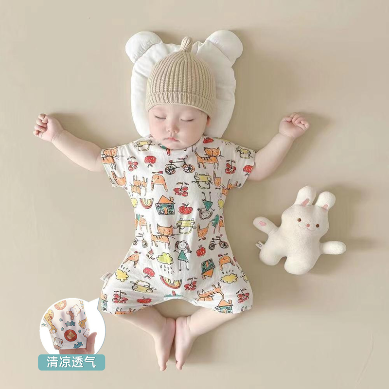 婴儿夏季冰丝高弹连体衣爬服