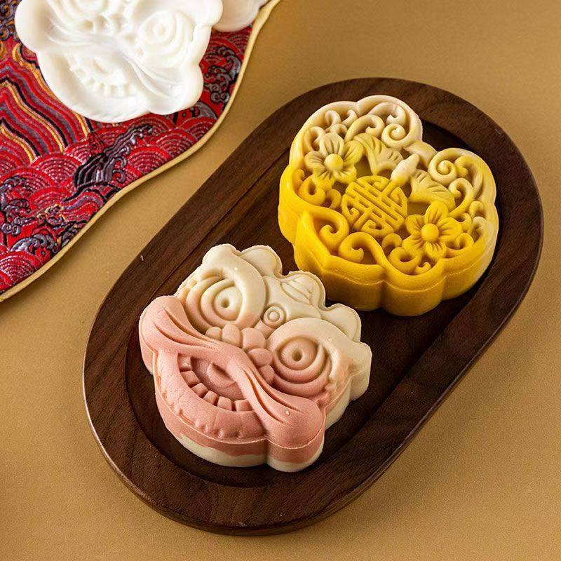 国风醒狮如意月饼模具新款2024国潮手压绿豆糕流心网红款自制月饼