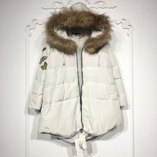潮系列 8282S155 时尚真毛领羽绒服品牌女装折扣颦
