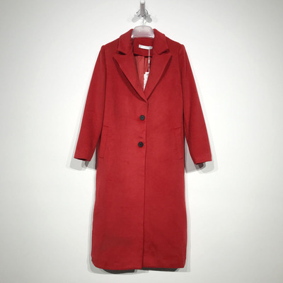 潮系列 D86160 时尚长款毛呢外套品牌女装折扣颦