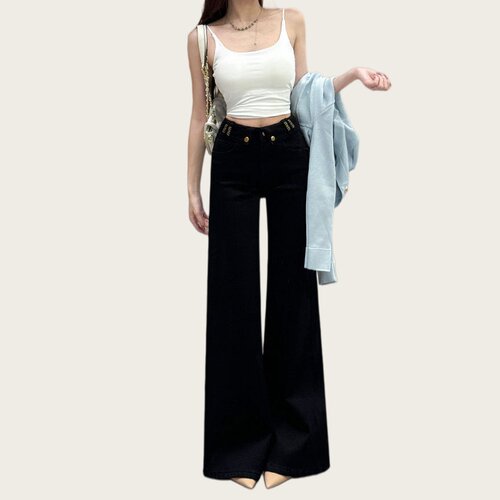 黑色复古微喇叭牛仔裤女2026年秋季新款小个子高腰休闲修身马蹄裤
