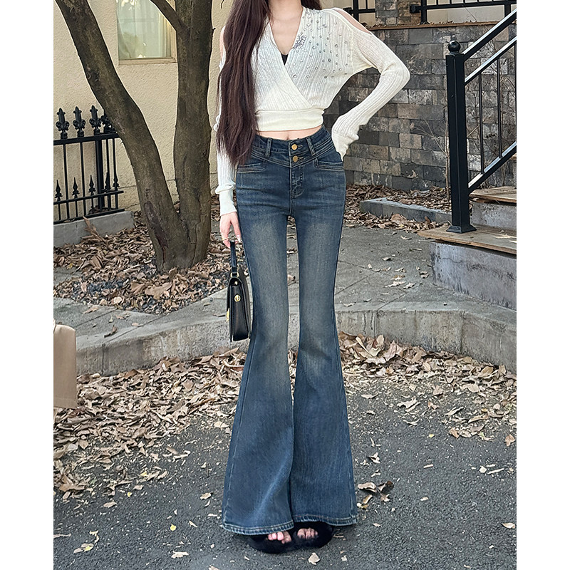 美式辣妹休闲微喇叭牛仔裤女2026秋季新款高腰修身显瘦马蹄裤洋气