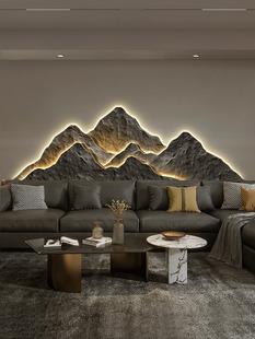 定做有山客气厅饰画大靠高级感灯壁现画代背轻沙发背景奢墙装挂画