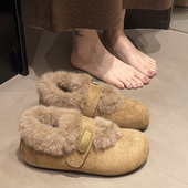 毛毛鞋 女2025新款 冬季 厚底内增高加绒加厚全包勃肯鞋 棉鞋 子雪地靴