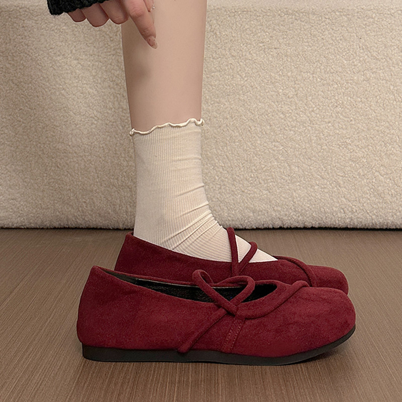 圆头深棕复古软底勃肯鞋全包女春秋外穿森系平底单鞋芭蕾舞奶奶鞋,女鞋,浅口单鞋,淘宝优惠券,粉丝福利购,淘宝优惠卷