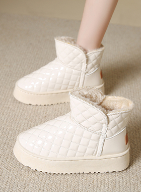 白色雪地靴女款2025新款冬季女鞋子厚底加绒加厚防水防滑保暖棉鞋
