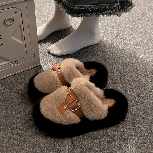 小红书爆款毛毛鞋居家保暖棉拖